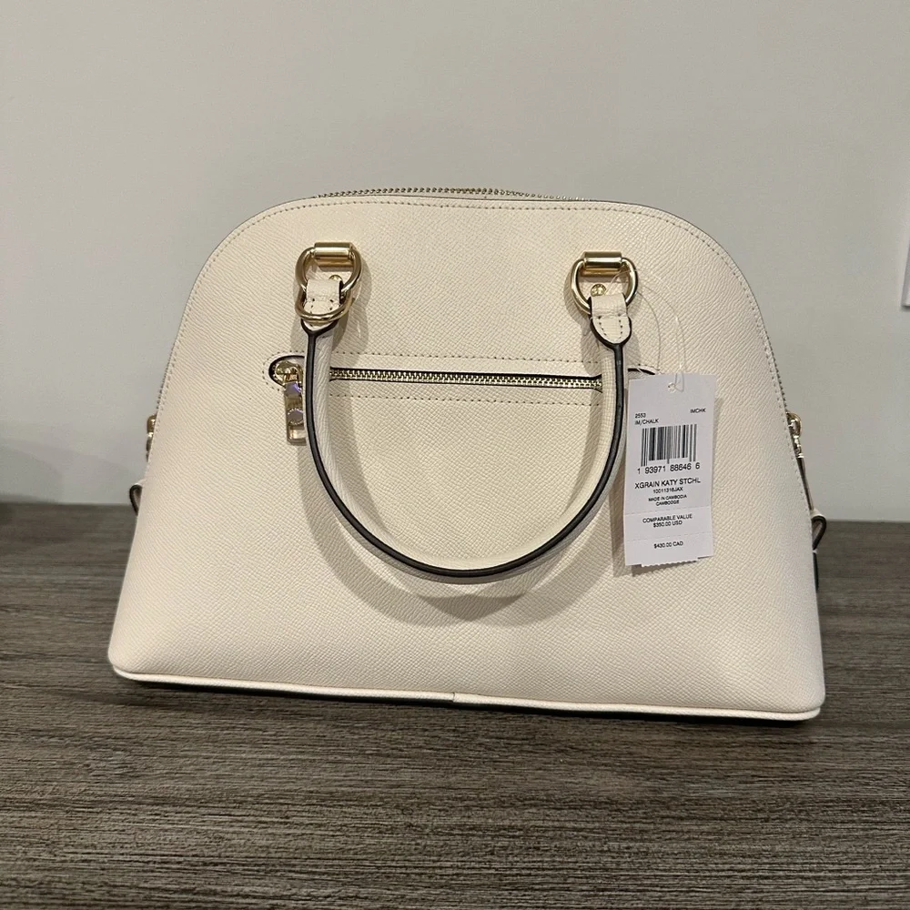 NWT Coach White Katy Satchel in Chalk - Picture 2 of 4